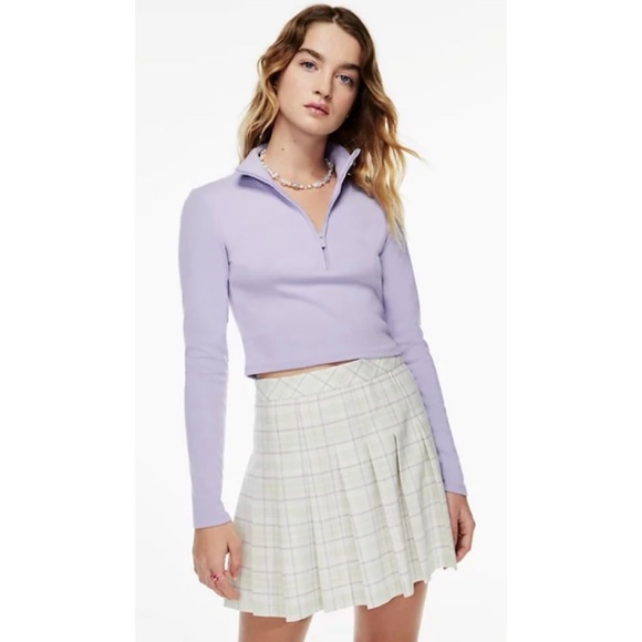 Sunday Best Tops - SUNDAY BEST • Aritzia Lavender Mock-Neck Half-Zip Crop Long Sleeve Jacket Top, S